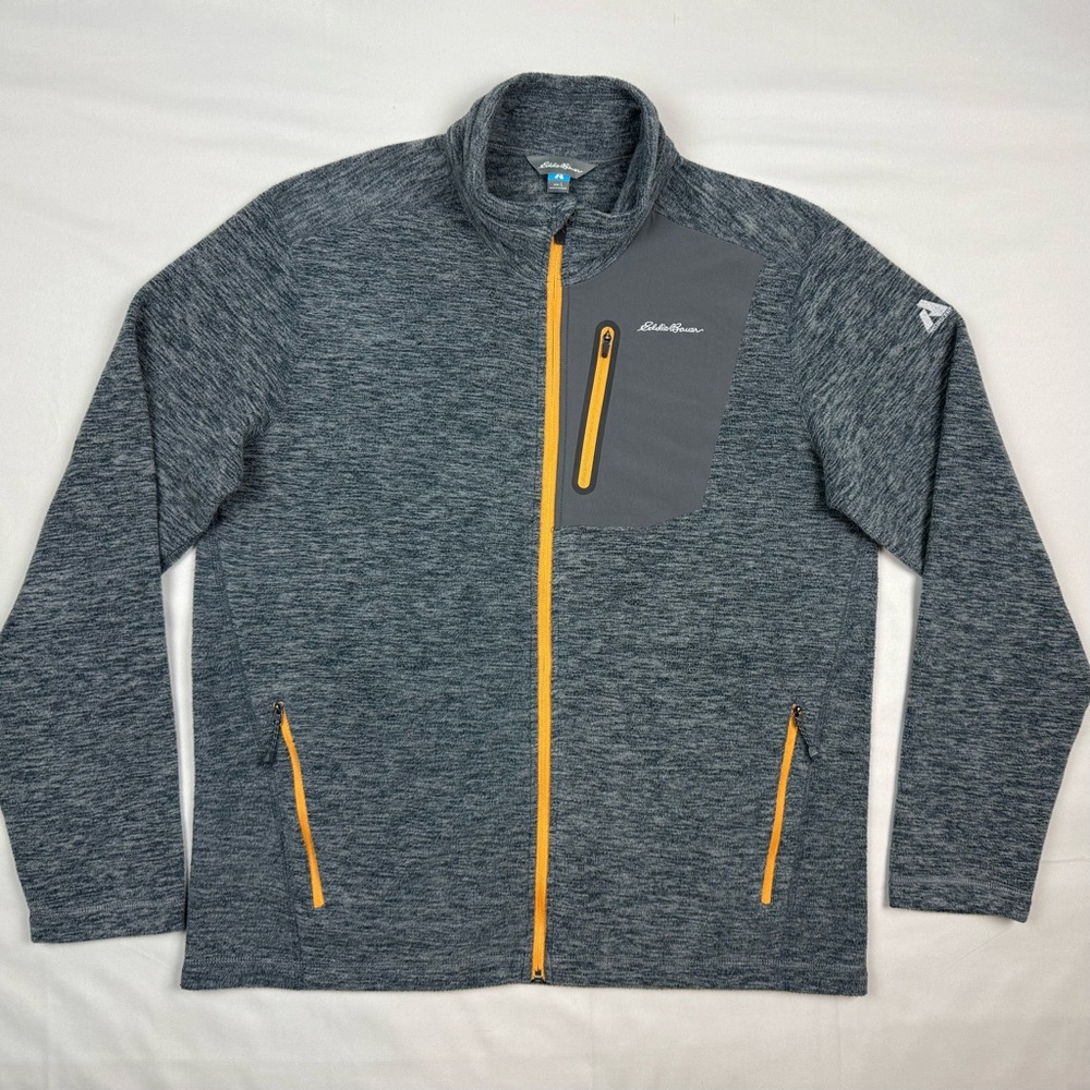 Eddie Bauer First Ascent Mens Full Zip Fleece Jacket Large Lightweight Grey A9